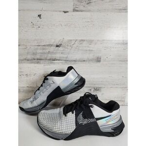 Nike Metcon 8 Training Shoes Women SZ 9 Silver Black DQ4681-100 Cross Training